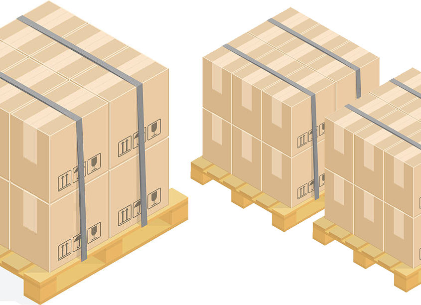 Cardboard boxes and pallets.